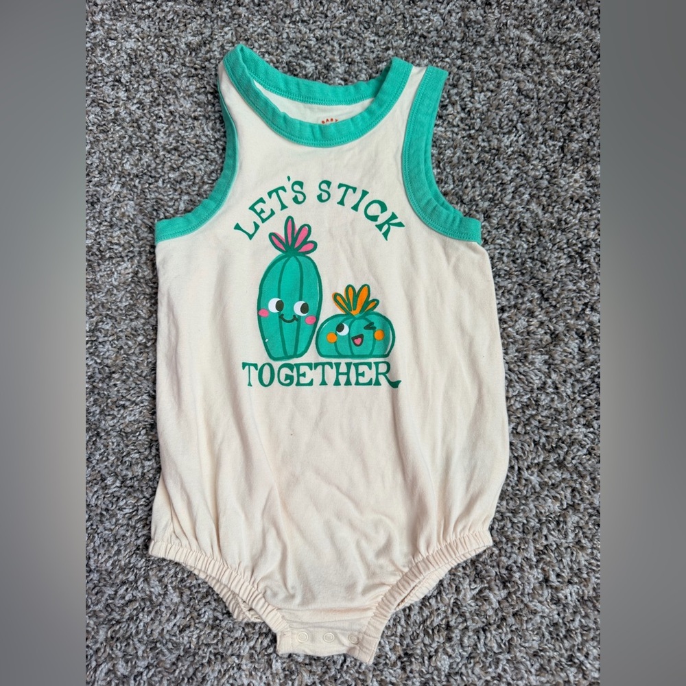 Cat & Jack Green Trim Baby Onesie